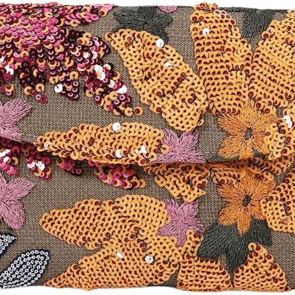 Women's Floral Embroidery Sequin Evening Beaded Clutch Bags Party Purses